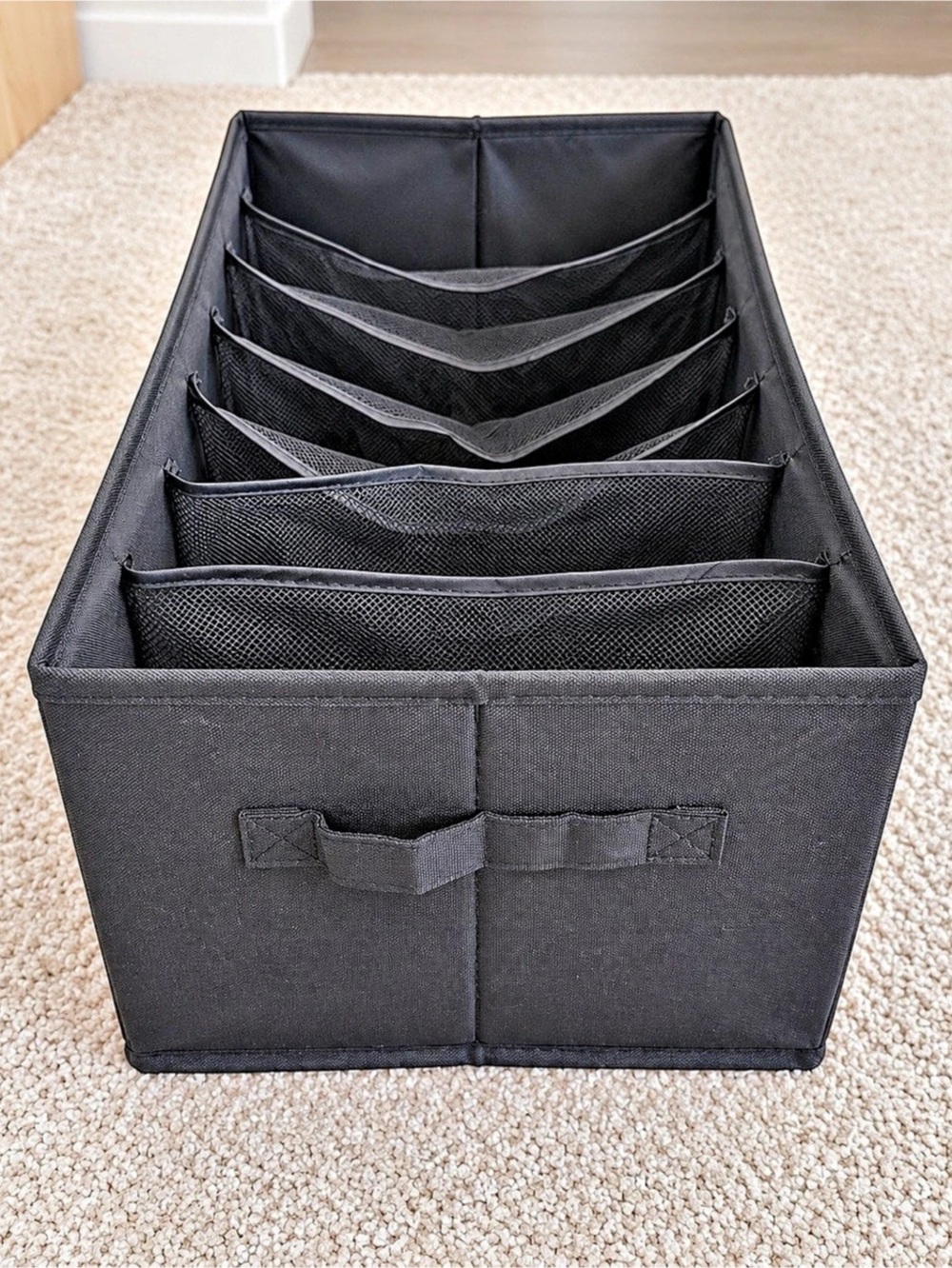 MAYLROOM Black 7-Grid Folded Clothes Closet Organizer Storage Bin